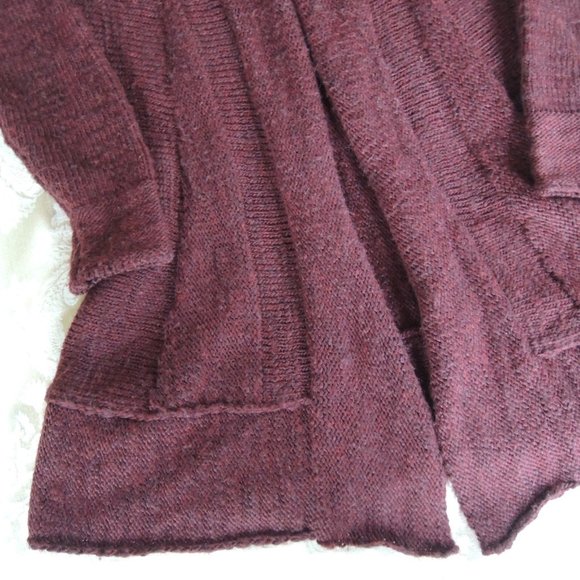 Soft Surroundings Burgundy Alpaca Blend Open Cardigan PS *Runs L - Picture 3 of 8